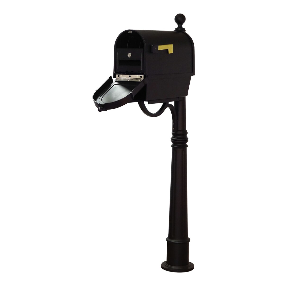 Special Lite Products Berkshire Curbside Mailbox with Newspaper Tube, Locking Insert and Ashland Mailbox Post